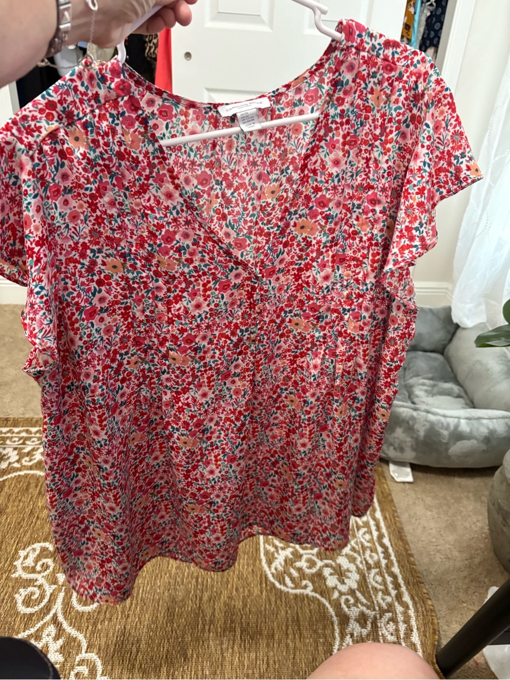 Carolina Belle Montreal Women’s Floral Print Short Sleeve Blouse Plus Size 2X